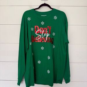 Chemistry Adult XL Green Don’t Stop Believing Longsleeve Christmas Holiday
